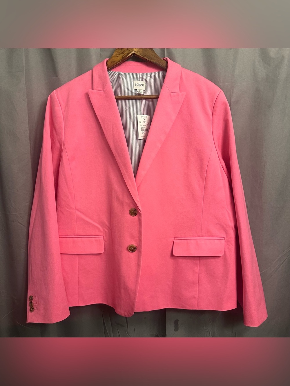 J.Crew Factory Cotton-Blend Two-Button Blazer BP095 Hot Pink Size 20 NWT